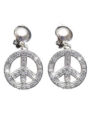 Friedenssymbol Ohrringe mit Glitzersteinen für Erwachsene