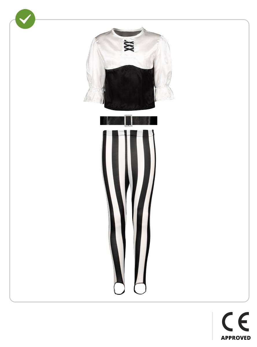 Costume da pirata a strisce per bambina - Collezione bianca e nera