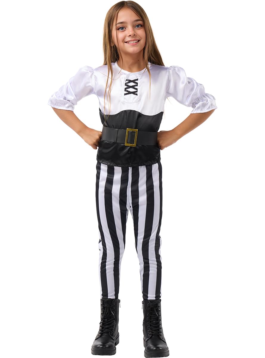 Striped Pirate Costume for Girls - Black and White Collection