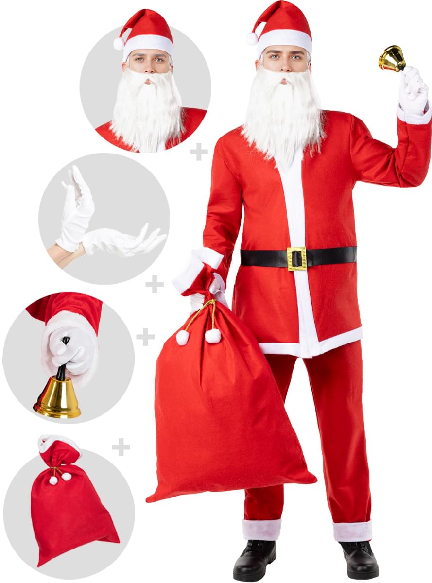 Fato de Pai Natal para homem com acessórios