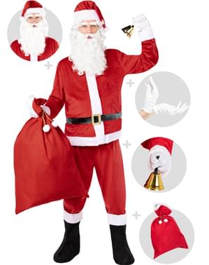 Costum de Moș Crăciun de lux pentru bărbați cu accesorii