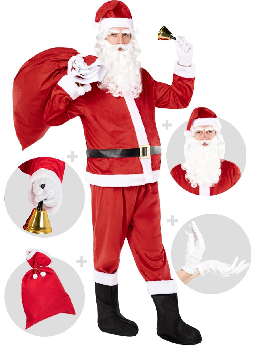 Fato de Pai Natal Deluxe para homem com acessórios tamanho grande