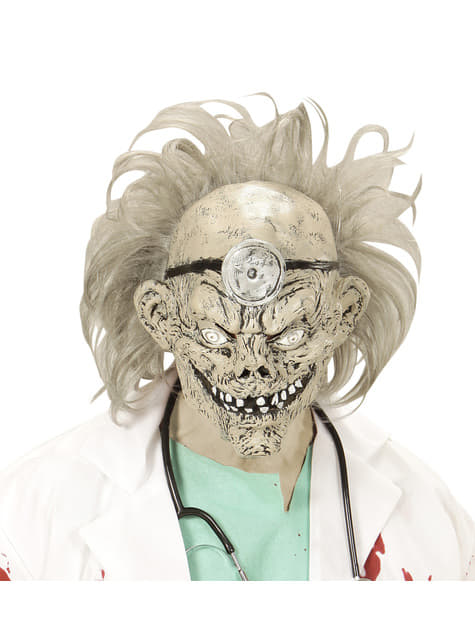 Doktor Zombie Maske mit Haar für Erwachsene