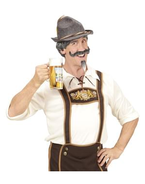 Peluca con bigote y perilla canoso para hombre