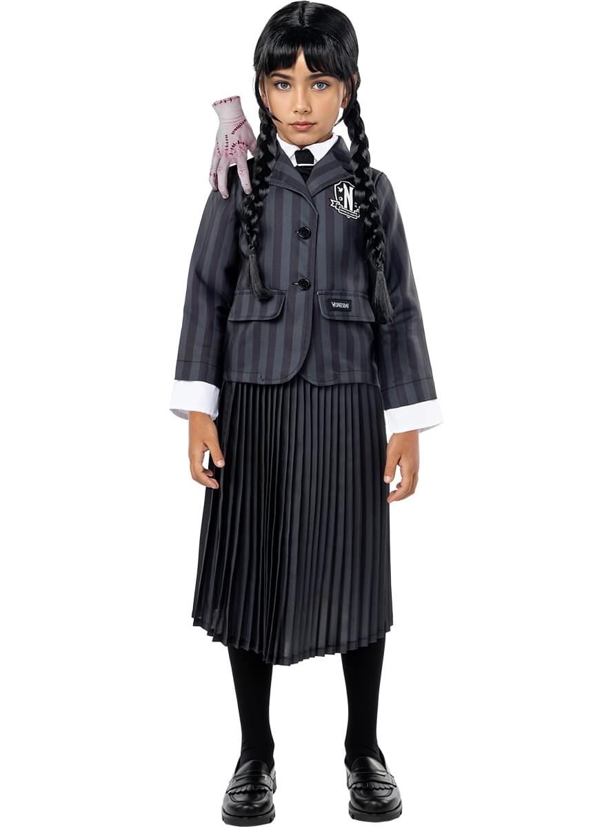 Wednesday Addams uniformkostym för flickor - Officiell Netflix