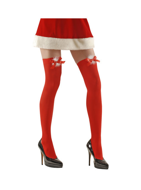 Weihnachtsfrau Strumpfhose rot für Damen