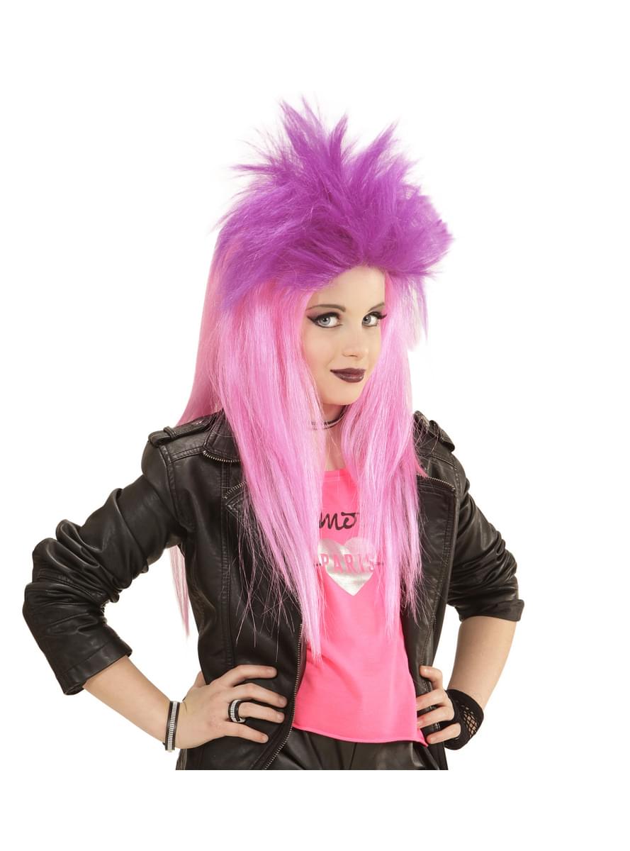 Fluoresentti Vaaleanpunainen Punk Peruukki Tytöille