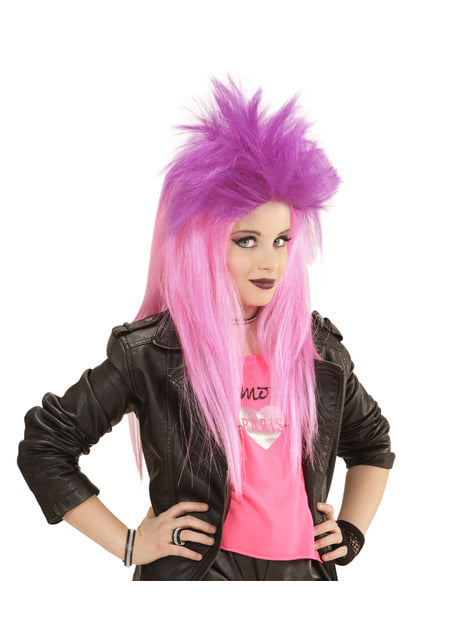 Paruka pro dívky fluorescentní růžová punková