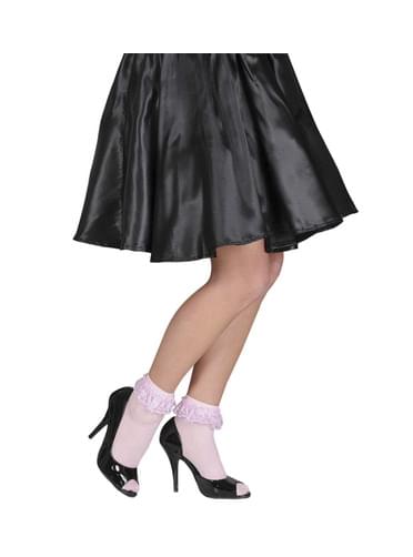 Meias cor-de-rosa com folho para mulher