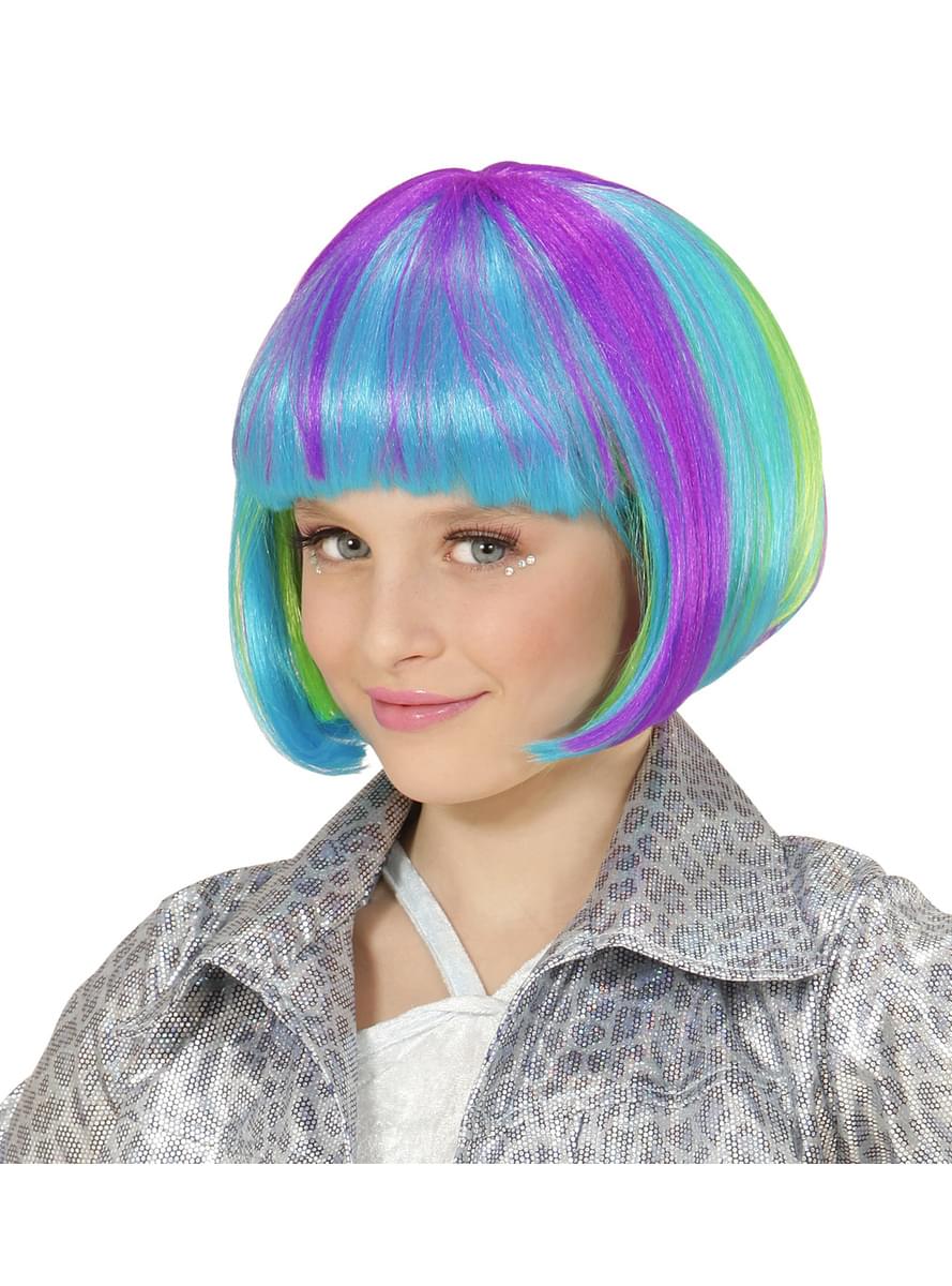 Parrucca multicolor mezza lunghezza per bambina