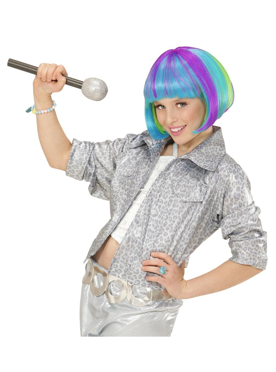 Parrucca multicolor mezza lunghezza per bambina