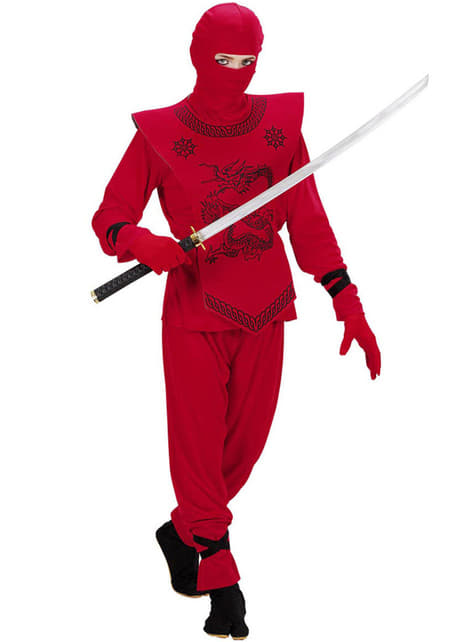 Drachen Ninja Kostüm rot für Jungen