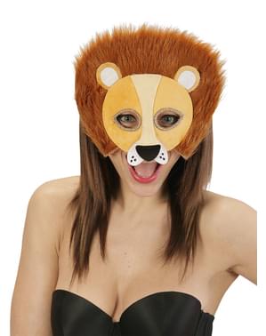 Máscara de leão de peluche para adulto