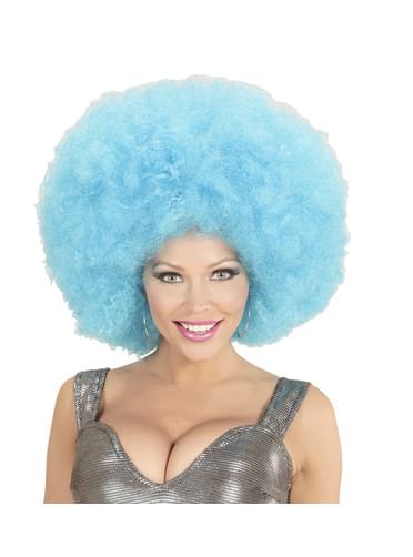 Peruca afro azul gigante para adulto
