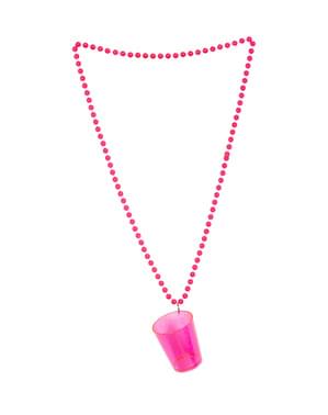 Collar con vaso de chupito rosa flúor
