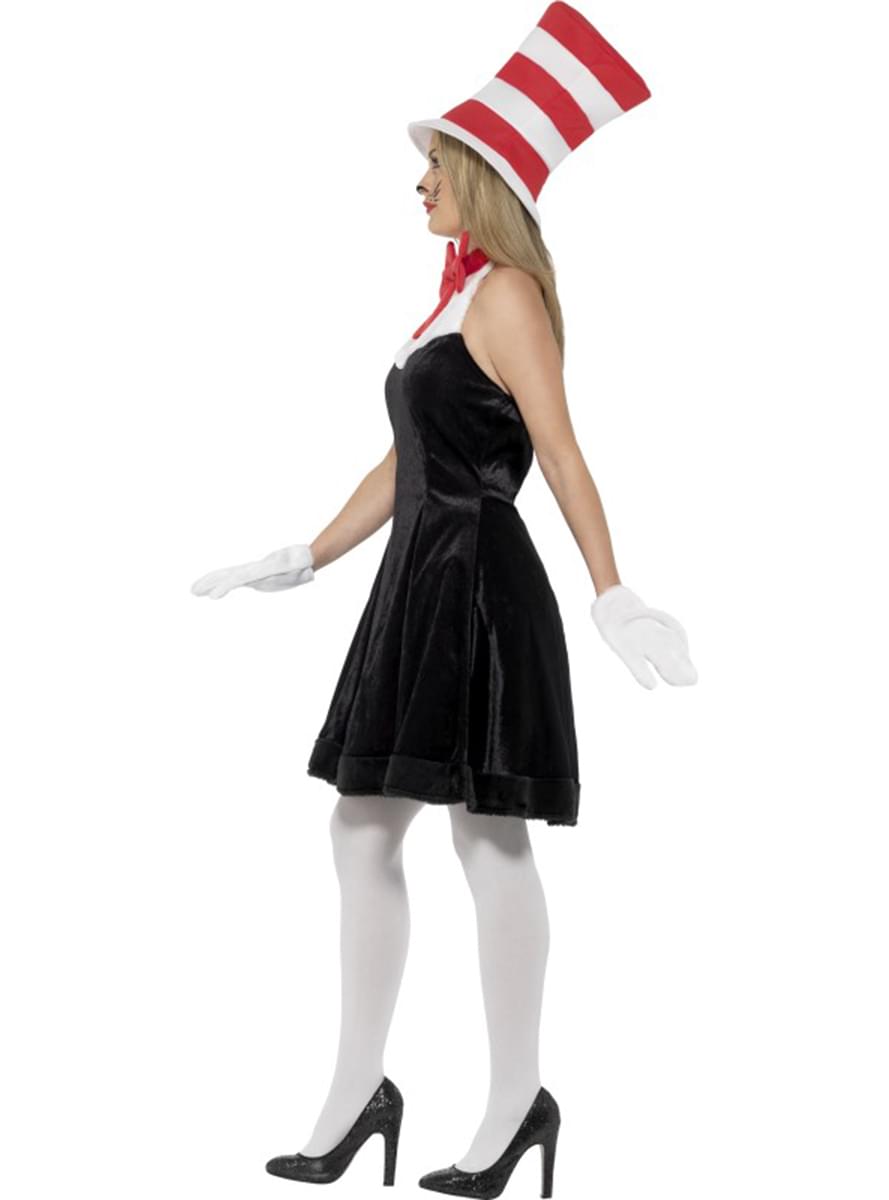 Woman cat in the hat costume Cat In The Hat Costumes Say hello to your old friend Dr. Seuss and purchase The Cat in The Hat costume today. ’s The Cat in The Hat introduced the world to a creative and destructive anthropomorphic cat.