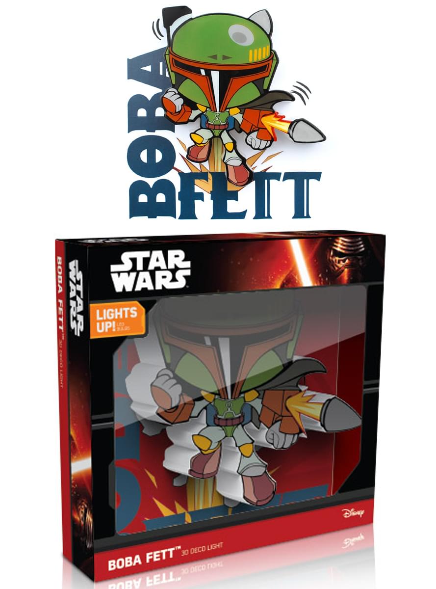 Lampada da muro 3D Boba Fett cartoon Star Wars
