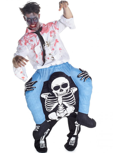 Huckepack Kostüm Zombie auf Skelett