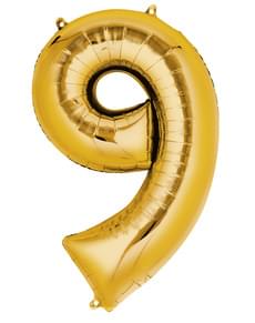 Palloncino numero 9 dorato