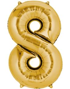 Gold Number 8 Balloon
