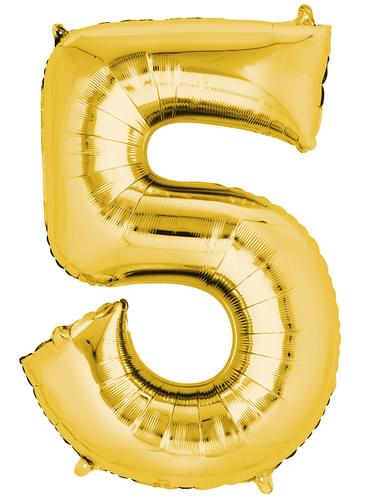 Ballon Chiffre 5 Dore 55 X 86 Cm Pour Fetes Et Anniversaires Funidelia