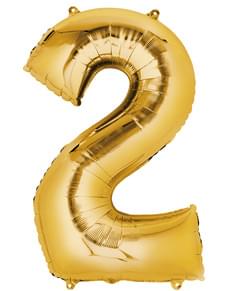 Ballon chiffre 2 doré