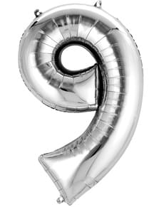 Silver Number 9 Balloon