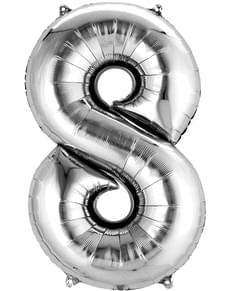 Ballon chiffre 8 argenté