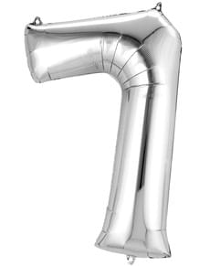 Silver Number 7 Balloon