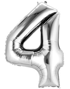 Silver Number 4 Balloon