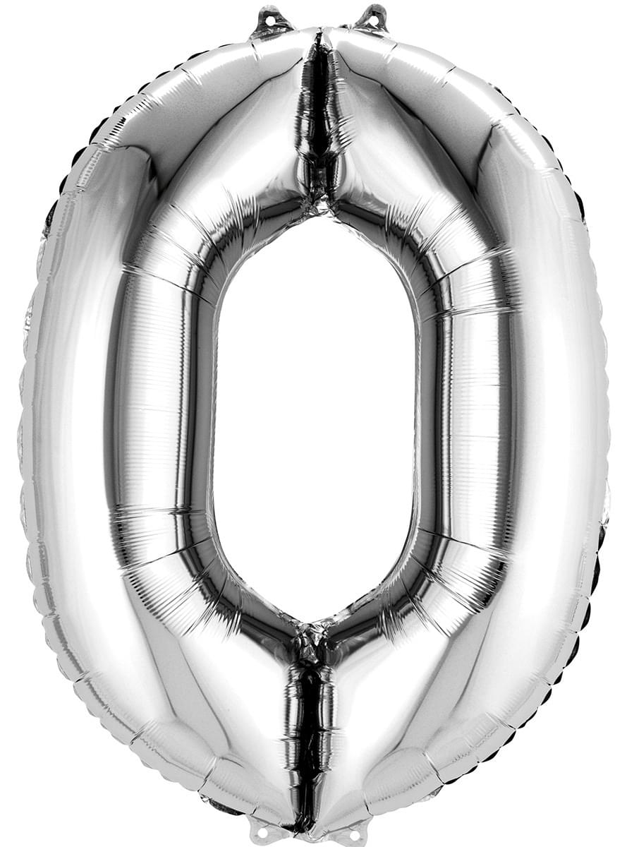 Luftballon Nummer 0 silber (88 cm)