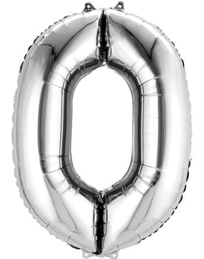 Silver Number 0 Balloon (88 cm)