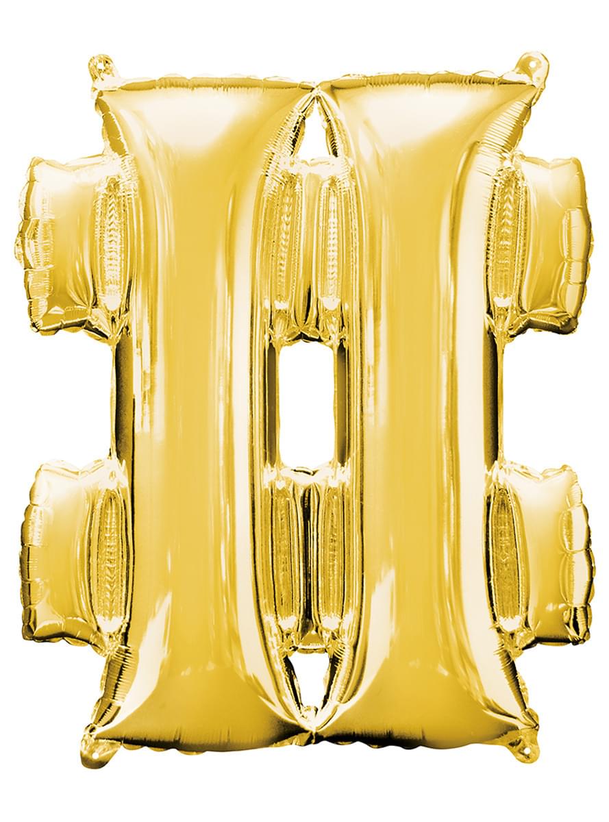 Gold Hashtag Balloon (86 cm)