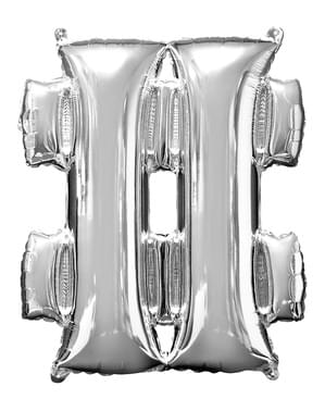 Hashtag sølvfarvet ballon (86 cm)