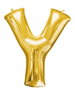 Bogstav Y guldfarvet ballon (86 cm)