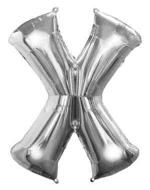 Bogstav X sølvfarvet ballon (86 cm)