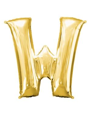 Златна буква W балон