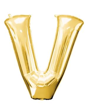 Balão letra V dourada (86 cm)
