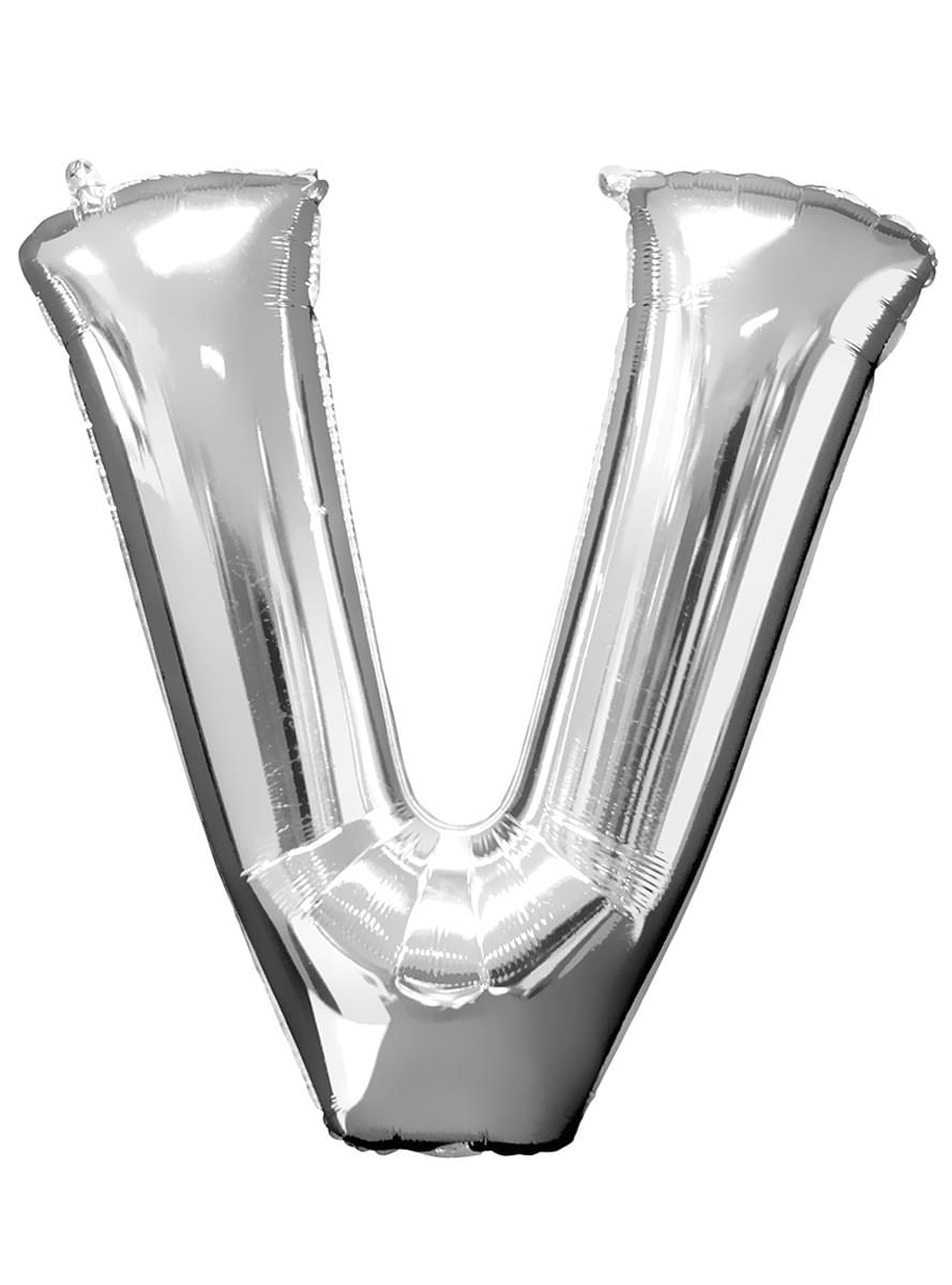 Balon V argintiu (86 cm)