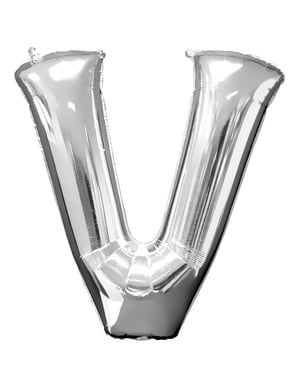 Ballon letter V zilver (86 cm)