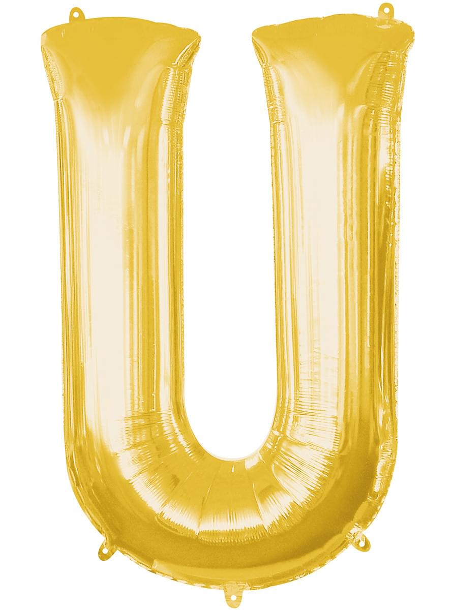 Ballong bokstav U guld (86 cm)