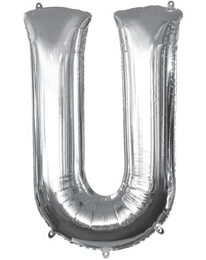 Balon srebrny literka U (86 cm)