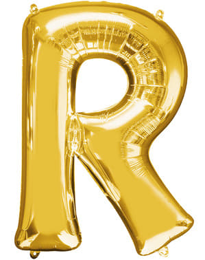 Bogstav R guldfarvet ballon (86 cm)