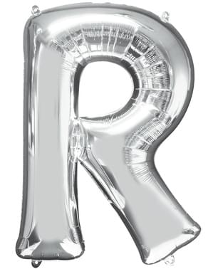 Balon srebrny literka R (86 cm)