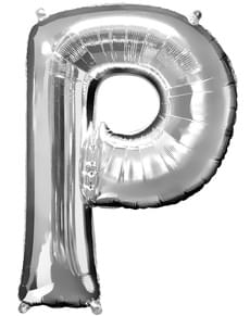 Ballon letter P zilver