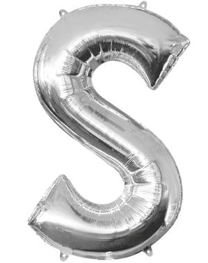 Ballon letter S zilver (86 cm)