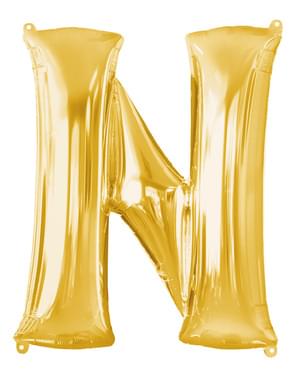 Balon złoty literka N (86 cm)
