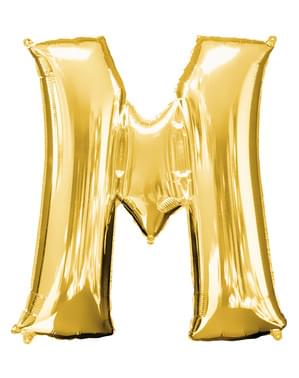 Balão letra M dourada (86 cm)