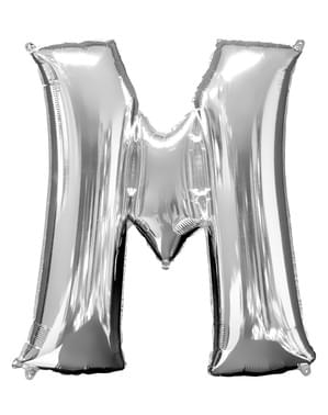 Ballon letter M zilver (86 cm)