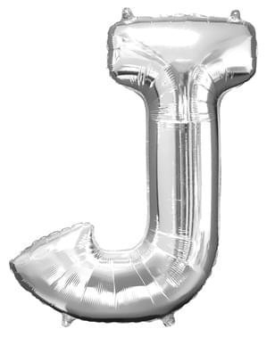 Balão letra J prateada (86 cm)